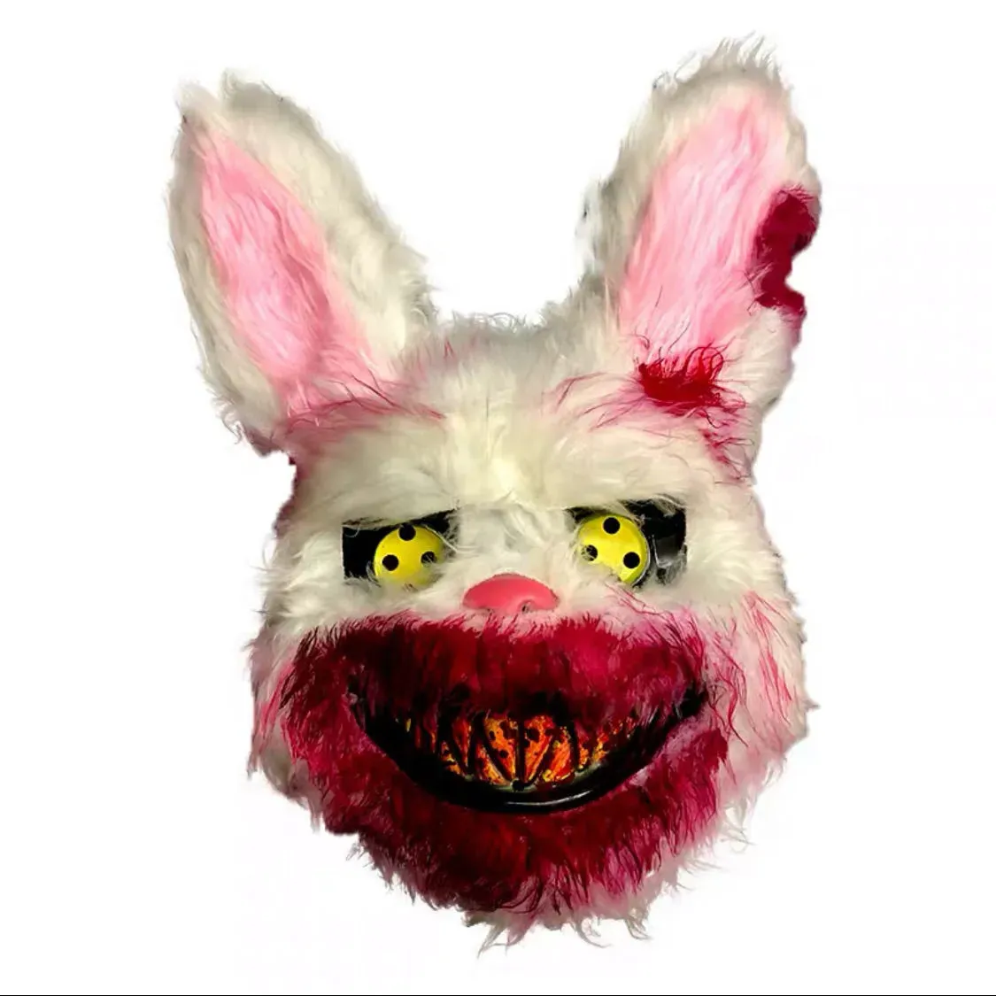 Masque de lapin blanc de styliste pour Halloween, Masque sanglant et effrayant, tueur d'horreur, masques effrayants pour adultes, robe LL