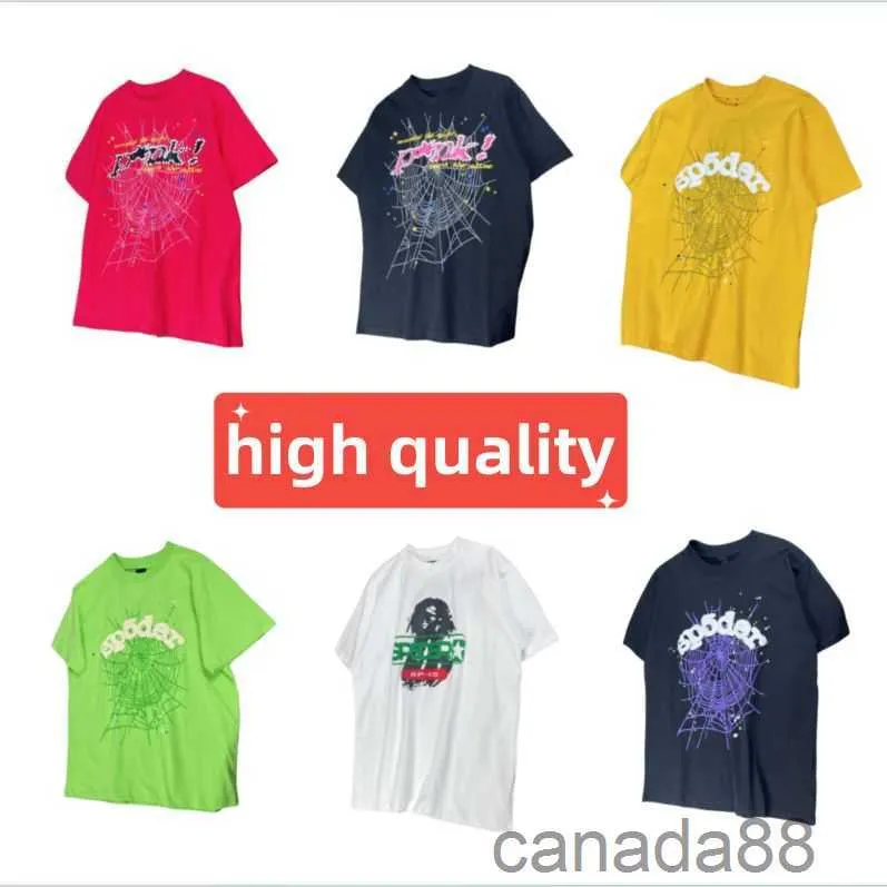 Mens Tshirt Designer Shirt Graphic Tee Men t Shirt Pink Young Thug Sp5der 555555 Mans Women Quality Foaming Printing Spider Web Pattern Tshirt Fashion Top UF0T