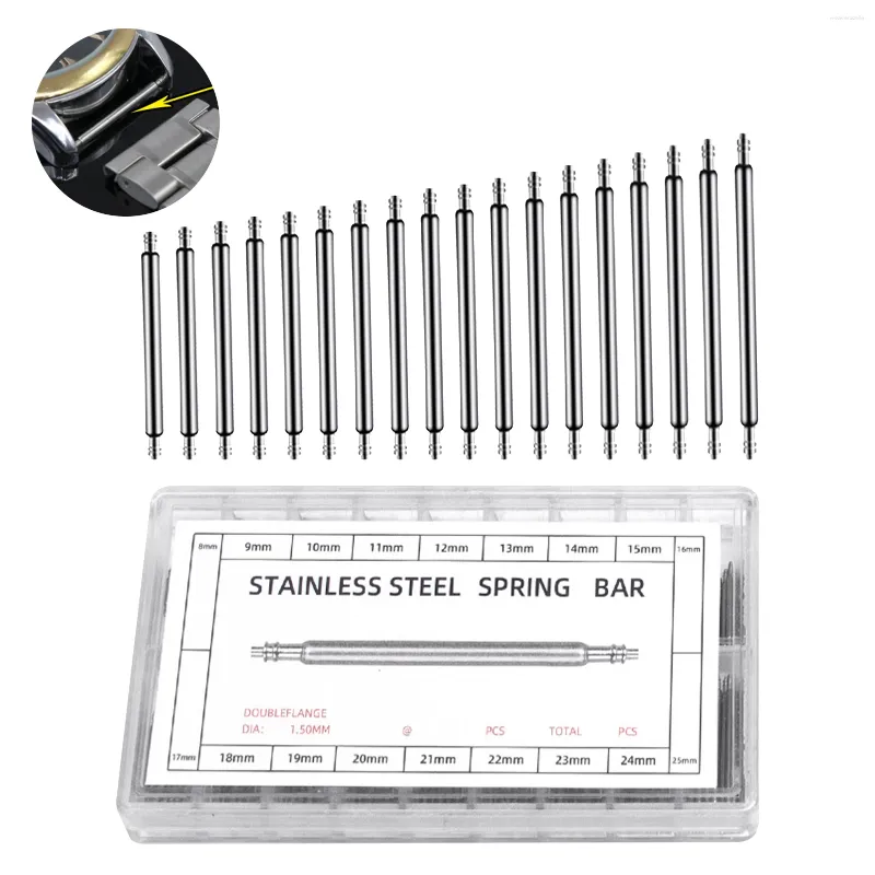 Watch Repair Kits 144pcs Replacement Parts Universal Link Pins Silver Connector Quick Release Strap Spring Bar 8-25mm Stainless Steel