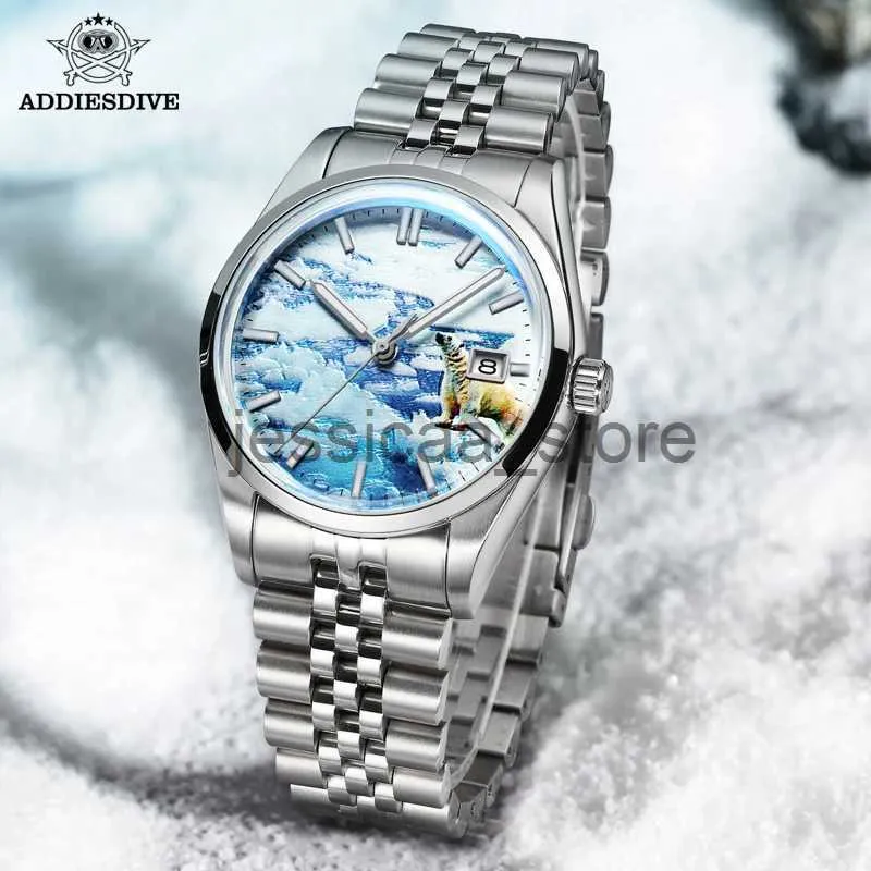 Altri orologi ADDIESDIVE Nuovo orologio meccanico da uomo quadrante Glacier NH35 Bubber Mirror 100m DivBusiness orologio automatico orologio da polso luminoso J240118