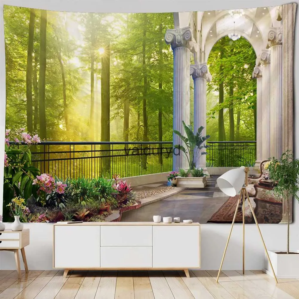 Tapissries 3D Landscape Tryckt Tapestry Hippie Bohemian Art Eesthetics Home Decoration Room Walle Filt Bakgrund Clothvaiduryd