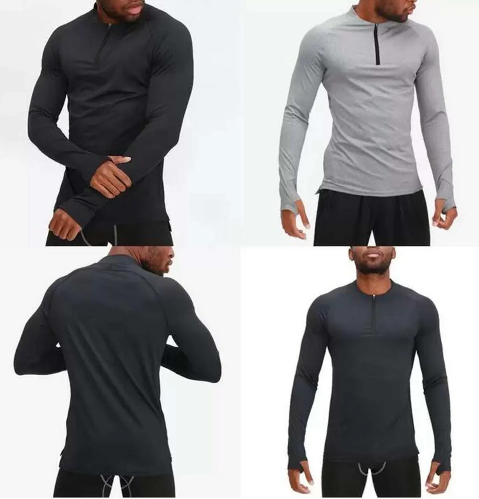 Lu Men Yoga Outfit Sports Långärmad T-shirt Mens Sport Style Collar Button Shirt Training Fitness Clothes Training Elastic Quick Dry Wear 005