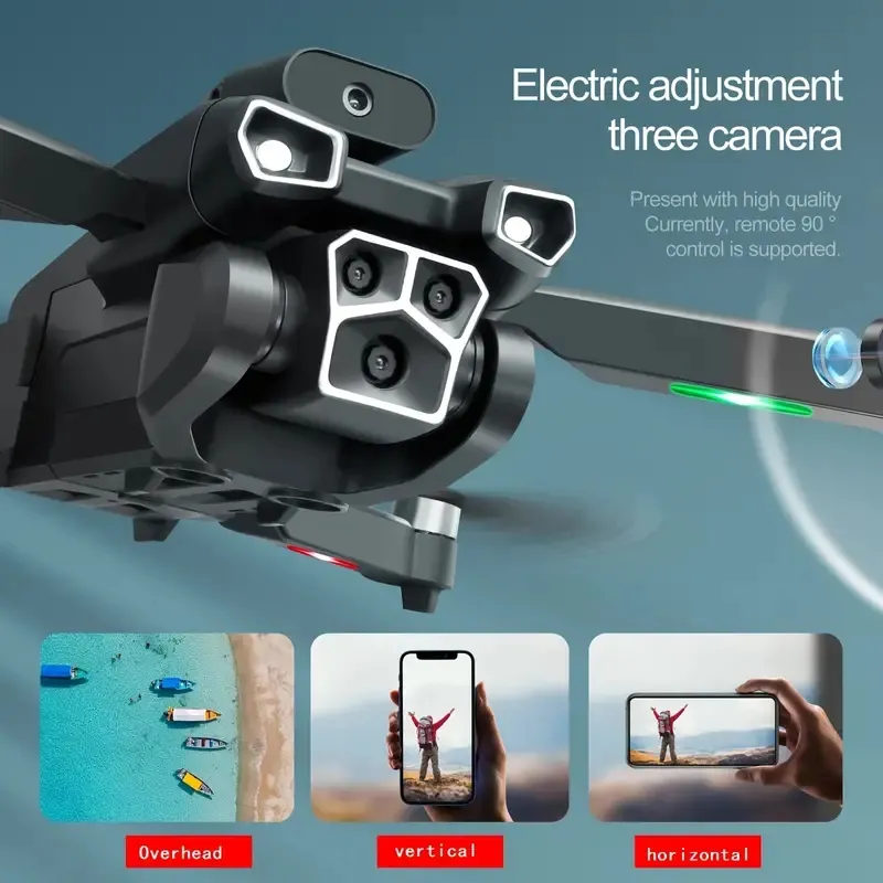 HD Triple Camera S151 RC Foldbar quadcopter Drone med 2000mAh Battery, Brushless Motors, Optical Flow Smart Hovering, Hinder Undvikande, en-nyckelfotografering
