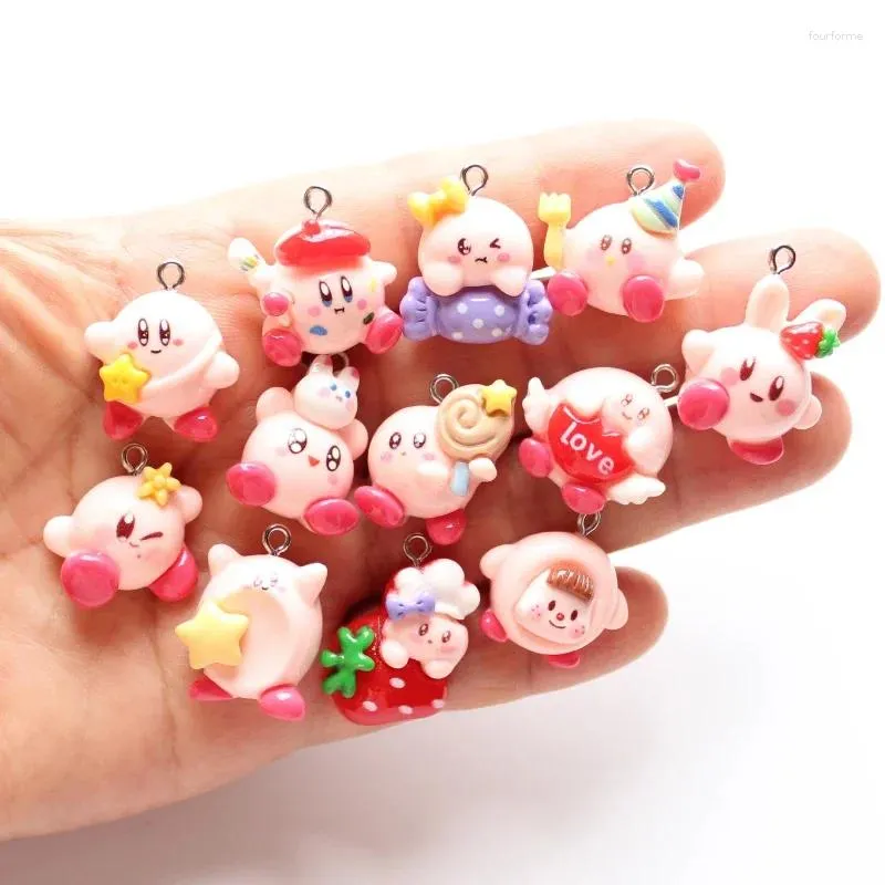 Charms 10pcs Cartoon Doll Cute Resin Pendant Party Gift DIY Earrings Bracelet Necklace Jewelry Making Keychain Phone Accessories