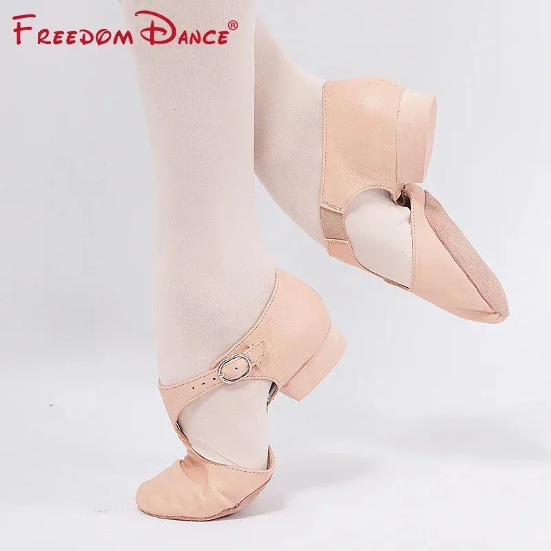 Äkta läder stretch jazzdansskor för kvinnor t band balett lyrisk danssko lärares dans sandaler ökar sko 240117