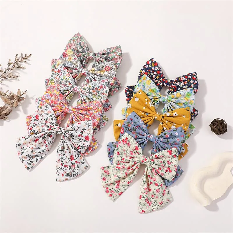 New Children Cute Bow Ribbon Hairpin Hair Clip Kids Floral Barrettes Baby Girls Decoration Hair Accessories