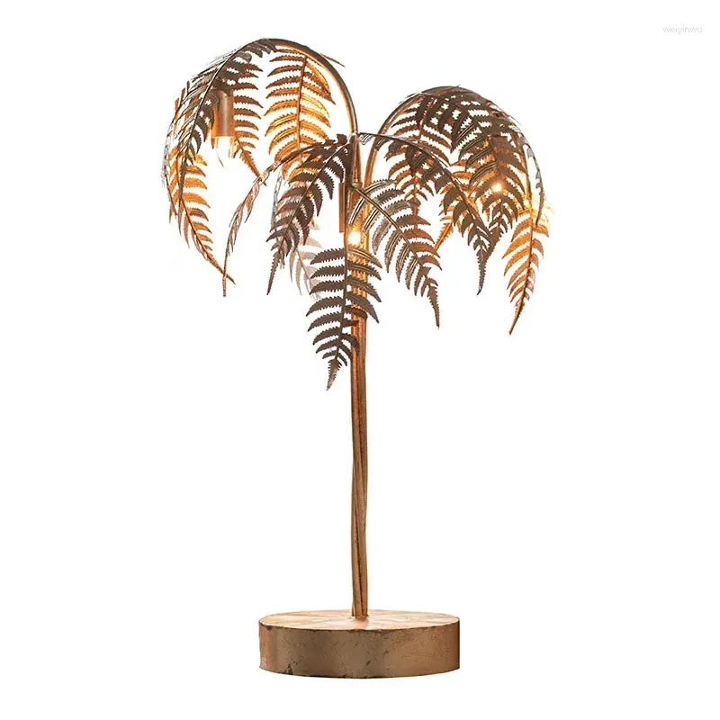 Tischlampen Modernes nordisches Design Dekoration Schlafzimmer Wohnzimmer Licht Home Vintage Kandelaber LED Gold Palme Schreibtischlampe