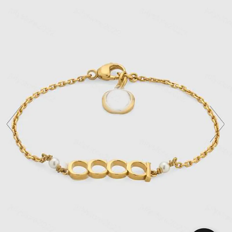 Classic Letter Bracelets Designer for Women Mens Jewery Pearl Bangle 18K Gold Plated Stainless Steel Pendant Lovers Gift Wristband Cuff Chain Birthday Gift with Box