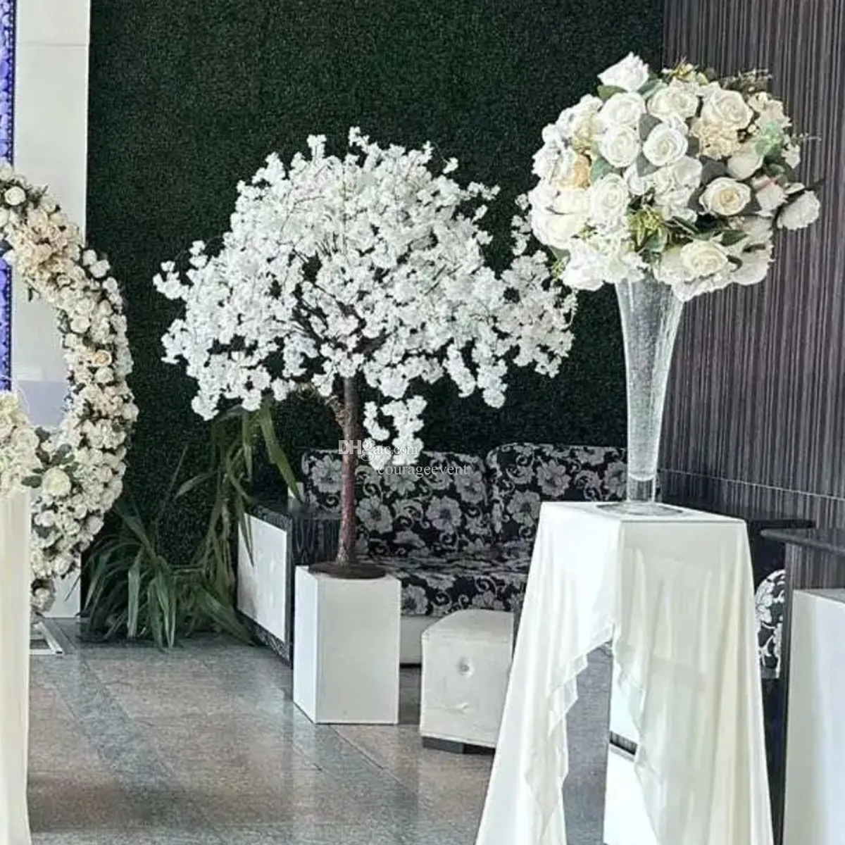 Sztuczny kwiat tła filar stojak Peony Rose Hortense Wedding Centerpiece Stojak na projekt