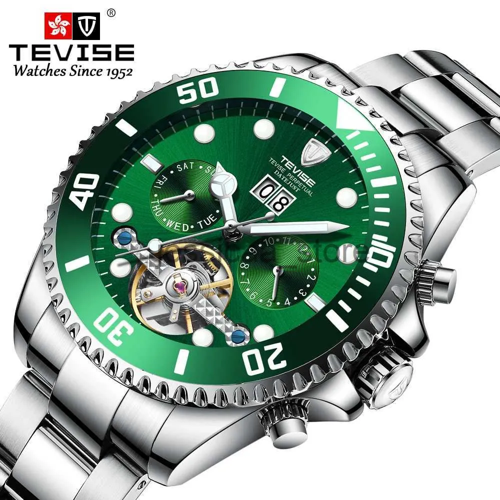 TEVISE T823 Luxury Brand Mens Stainless Steel Skeleton Automatic Mechanical Wristwatch