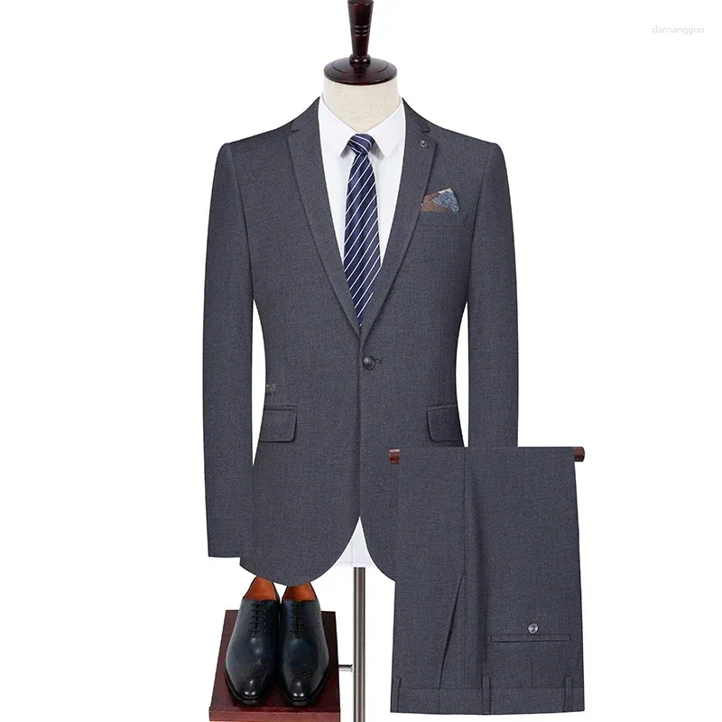 Męskie garnitury Wysokiej jakości (Blazerowe spodnie) Brytyjski styl Elegancki prosty biznes Business Casual Wedding Gentlemen's Guit dwuczęściowy