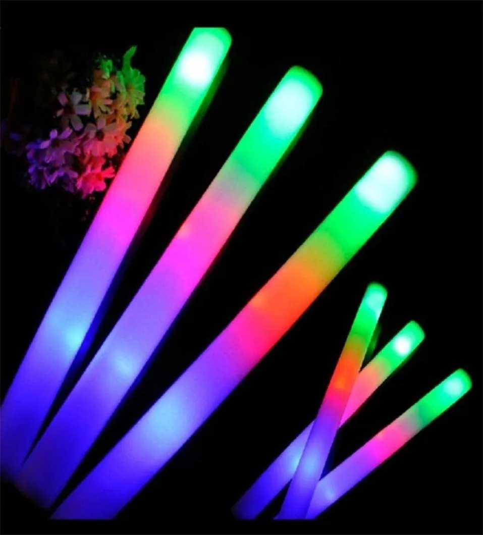 12153060PcsLot Glow Sticks Bulk Colorful LED Foam Stick Glow Sticks Cheer Tube RGB LED Glow in the Dark Light for Party 2206308450093