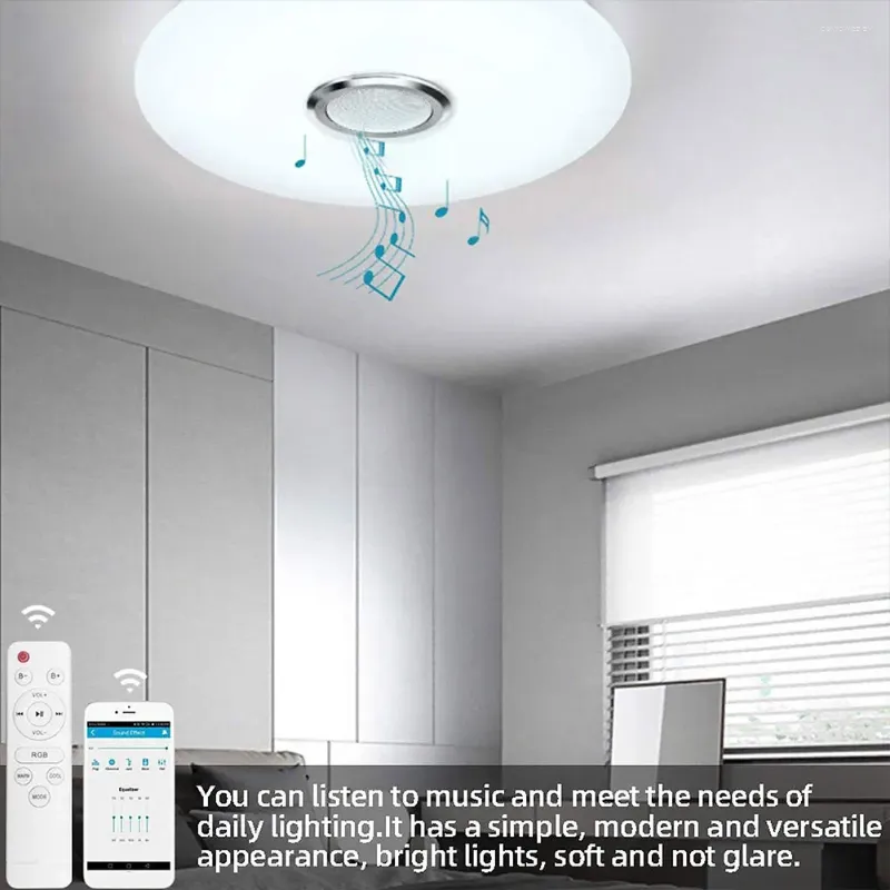 Światła sufitowe RGB LED Light Dimmable kompatybilny z Bluetooth nowoczesny lampka z głośnikiem inteligentnym do sypialni salon