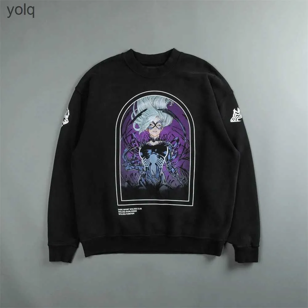 Men's Hoodies Sweatshirts SHE Spider Print Cotton Fleece Warm Women Unisex Streetwear Casual Men Couple Pullovers Topsyolq