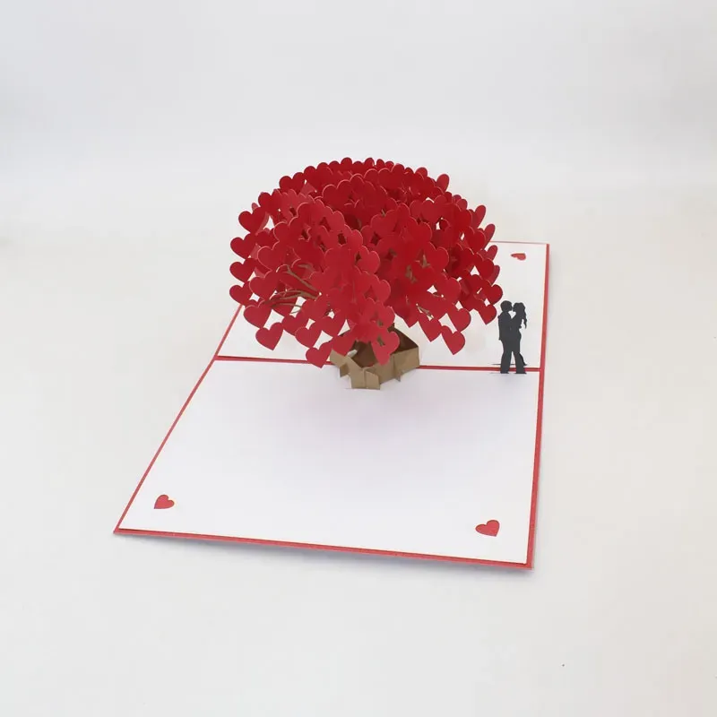 3D Laser Cut Handmade Love Heart Tree Paper Invitation Greeting Cards PostCard For Valentine's Day Wedding Party