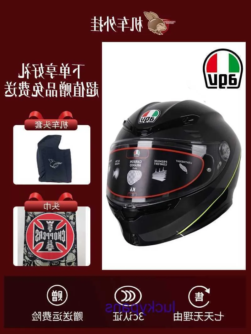 AGV K6 Cycling Helmet Motorcycle Motor's Men's and Women's Four Seasons Racing Full Summer Bezpieczeństwo K6s Neow
