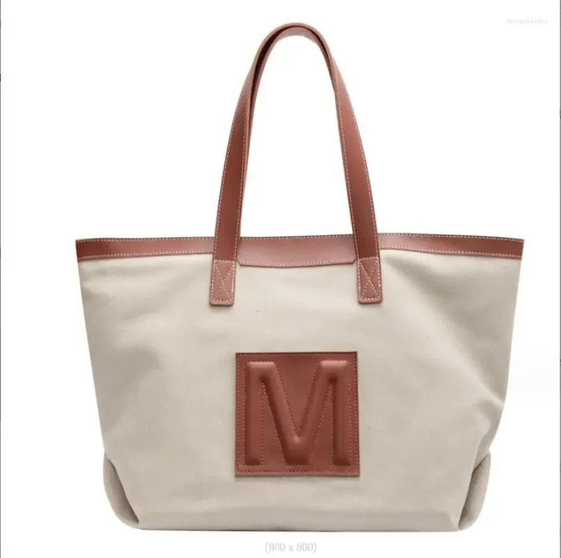 Bolsas de compras Bolsa de lona de moda Color sólido Impresión de letras de gran capacidad Bolso de hombro casual Supermercado de mujer