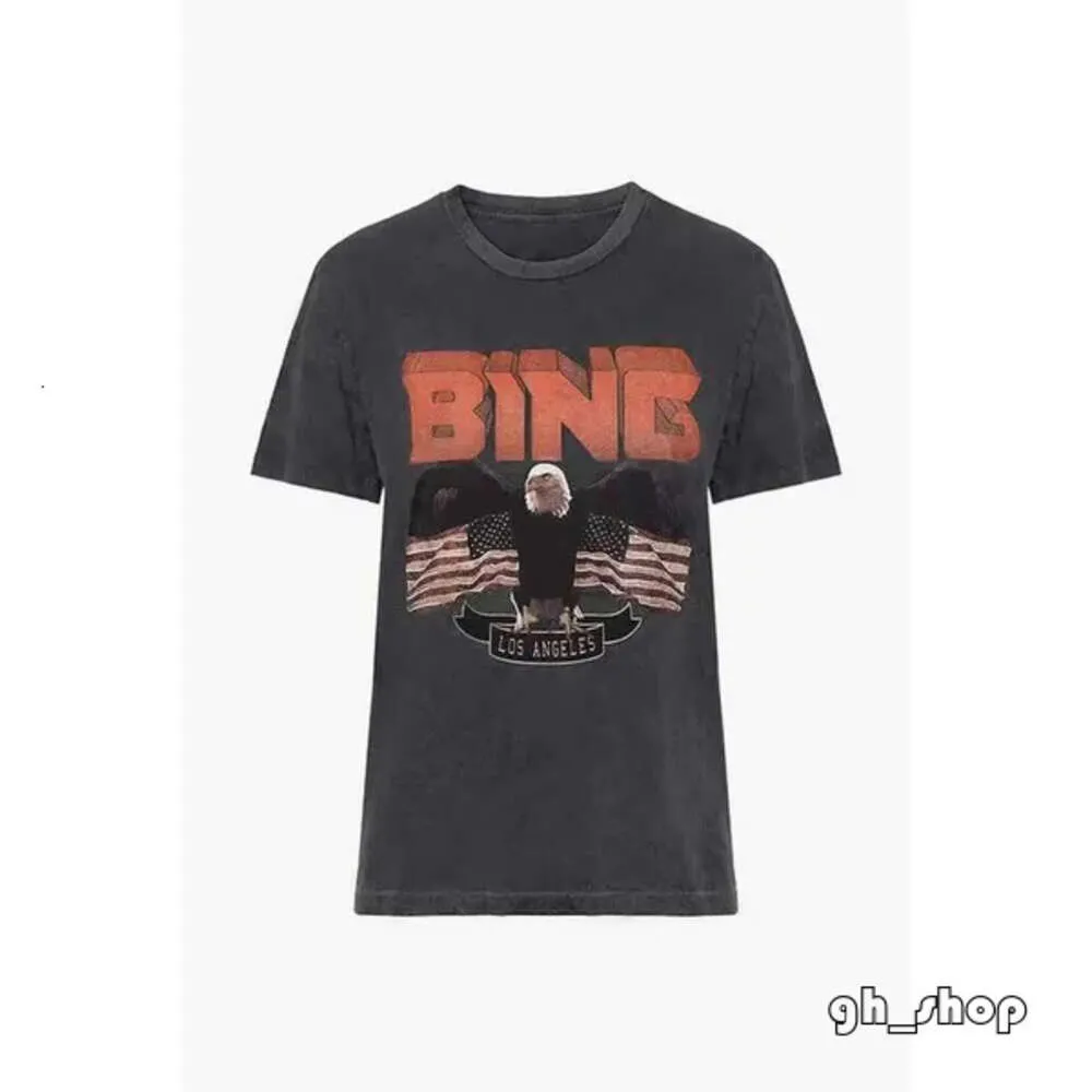 Anine 24Ss Bing Designer-T-Shirt. Anines T-Shirts, modisch, schmal, klassischer Stil, vorne und hinten, bedruckt mit englischen Buchstaben, Baumwolle, lässig, vielseitig, Damen, Rundhalsausschnitt, 5532