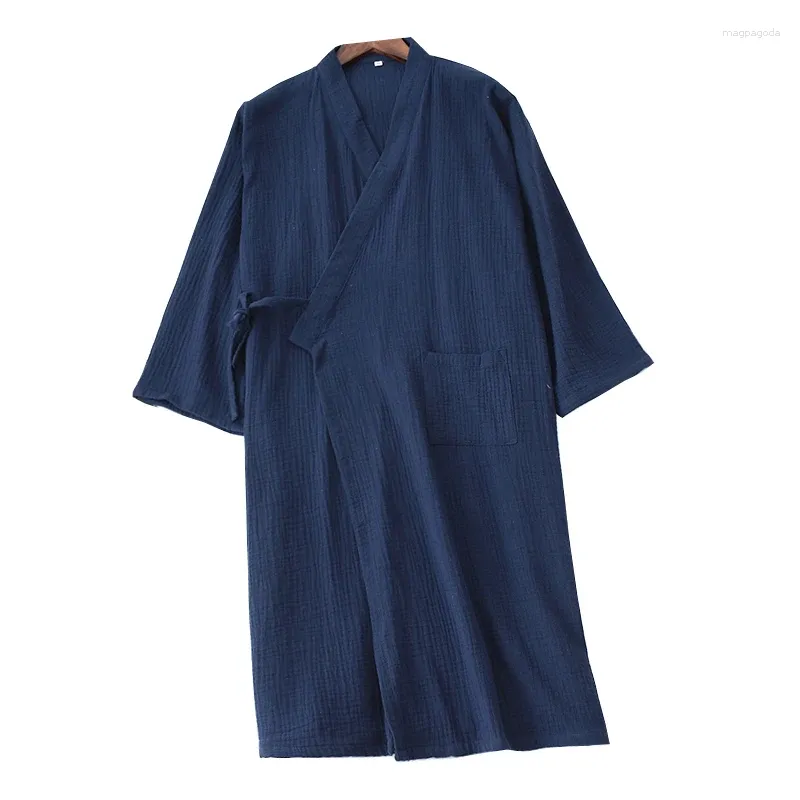 Ropa étnica Primavera Otoño Camisón japonés Pijamas Algodón puro Gasa Lavada Tamaño grande Kimono suelto Albornoz Vestido de casa Yukata