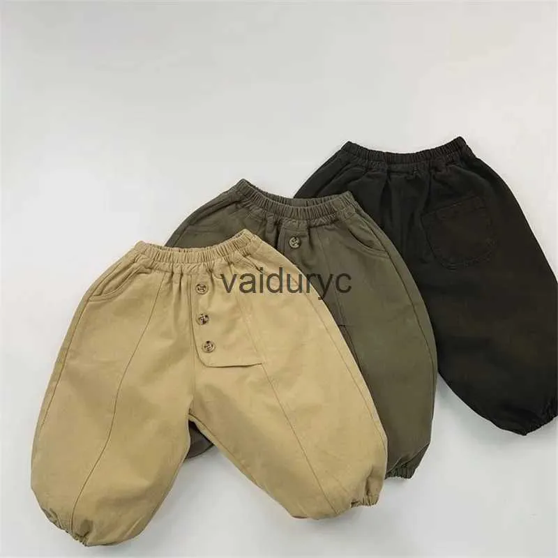 Trousers 2024 Spring New ldren Harem Pants Solid Girls Loose Trousers Kids Boys Casual Pants Cotton Toddler Baby Clothes 1-6year H240508