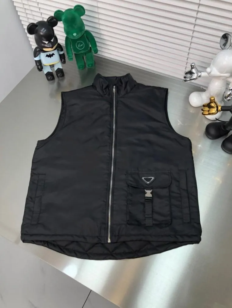 2022 nouvelle mode gilet de haute qualité poche couture design nylon luxe noir col montant hommes gilet coat7708162