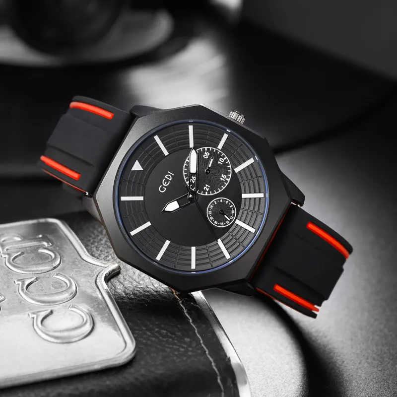 Men's light luxury octagon luminous silicone high-grade business style waterproof quartz watch