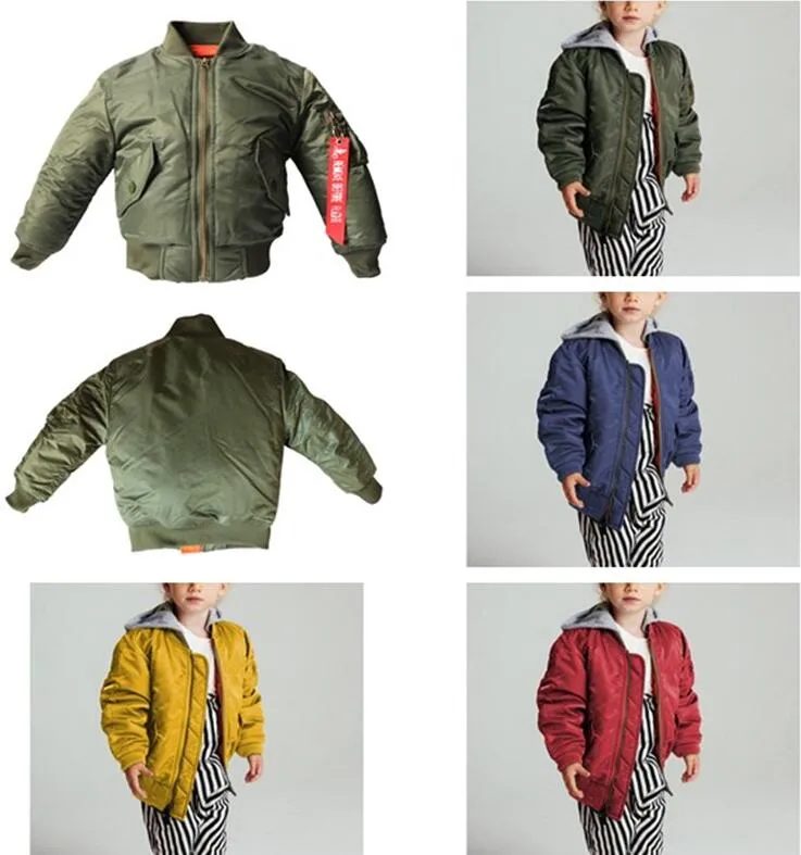 Neue verdickte Fleece-Kinderpilot-MA-1-Jacke für Herbst und Winter, verdickter Babymantel für Jungen und Mädchen, große und mittlere Kinder-Baseballjacke