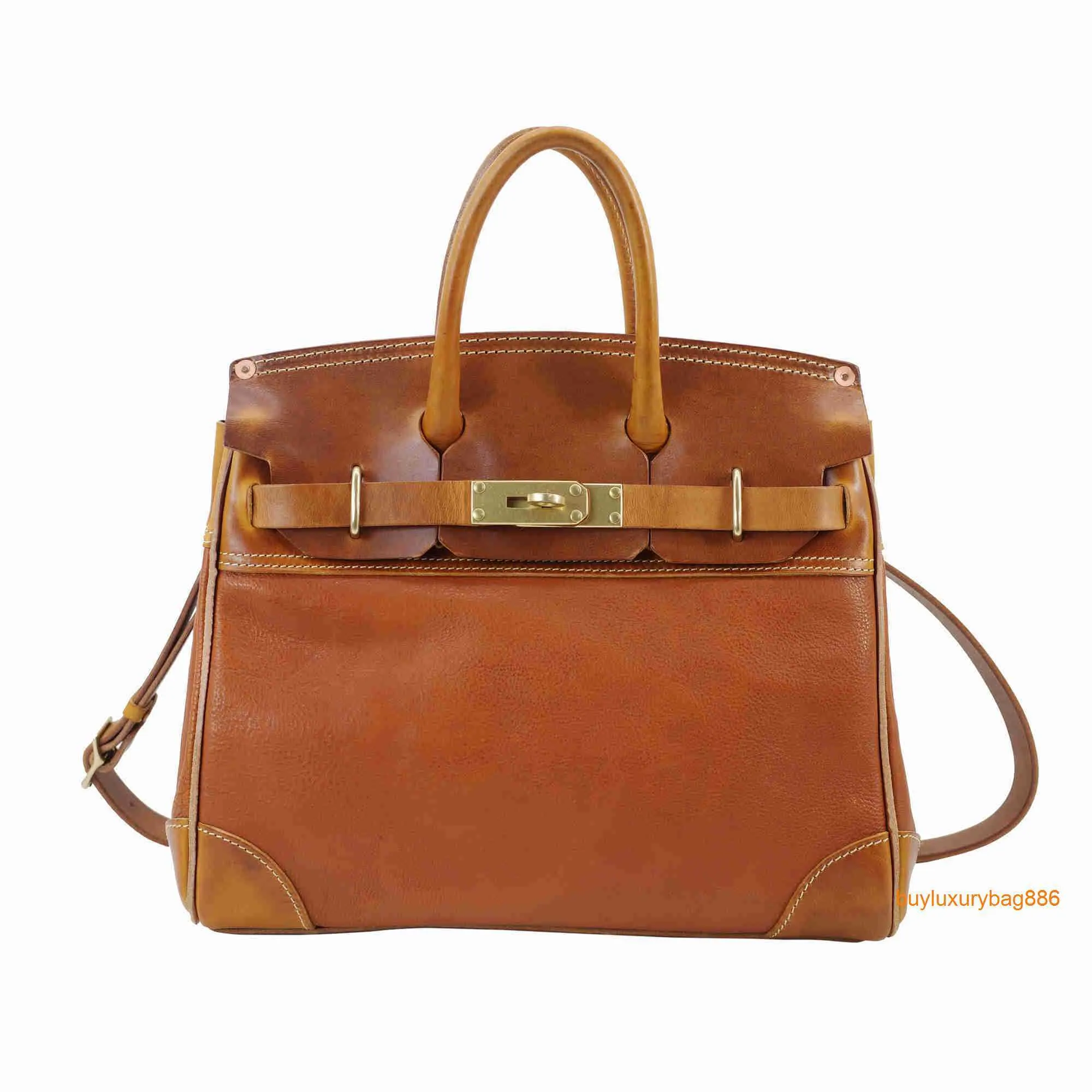 Edizione limitata di 40 borse tote Borsa a spalla grande da 40 cm Borsa piccola in pelle fatta a mano in vecchia pelle fatta a mano in stile americano HB Q1EO