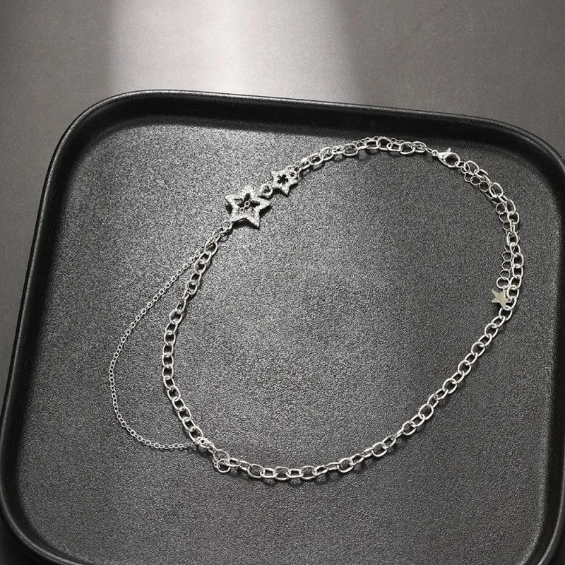 Sweet Cool Girl Y2K – collier avec pendentif étoile en Zircon pour femmes, vintage, fait à la main, luxe, Punk, cœur, chaîne de clavicule, bijoux à la mode, cadeau de fête