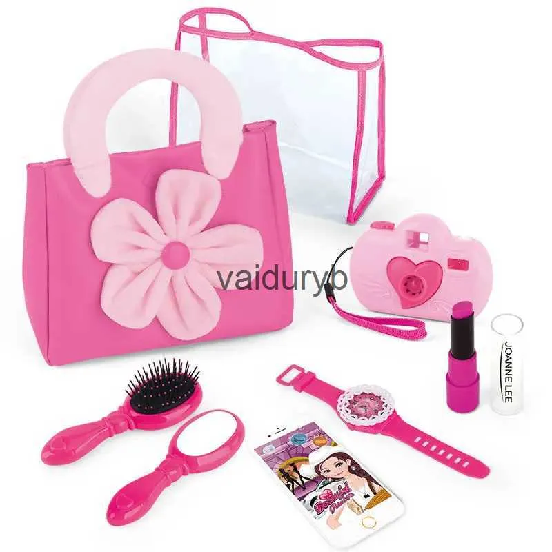 Beauty Fashion Pretend Makeup kit for Girls Play Makeup Set Camera Watch Comb with Pink Floral Tote Bag for Little Girls Great and Birthday Chvaiduryb