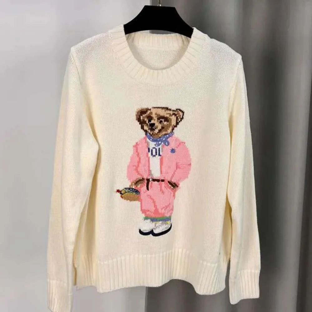 Hoodies femininos Aurens Bear Moletons Suéteres Cartoon Rl Bear Mulheres Roupas de Inverno Moda Manga Longa Malha Pulôver Lã Algodão Macio 0D63