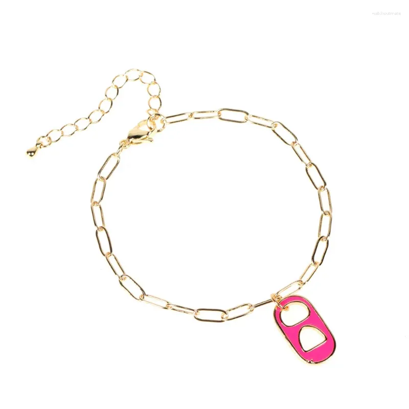 Bracelets de charme Mode Chaîne épaisse Couleur Émail Cochon Nez pour Femmes Hip Hop Fille Soda Peut Pendentif Bracelet Cadeau De Noël Couple Bijoux