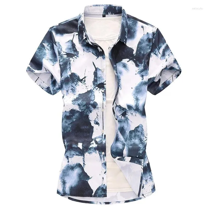 Camicie casual da uomo Stile estivo Moda Camicia hawaiana a maniche corte con risvolto Abbigliamento maschile Taglie forti 5XL 6XL 7XL Fiore