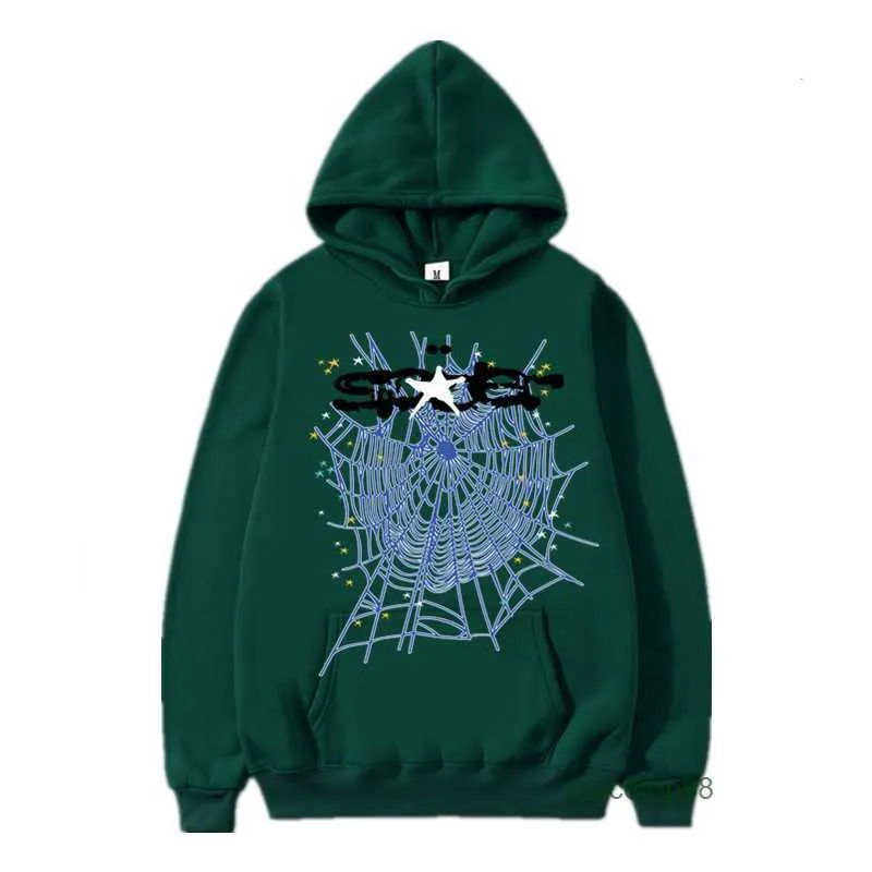 Felpa con cappuccio da uomo Spider Web Designer Sp5der Felpe con cappuccio da donna Moda 55555 Felpe Hip Hop Singer Stessa stampa Allentata Uxq4