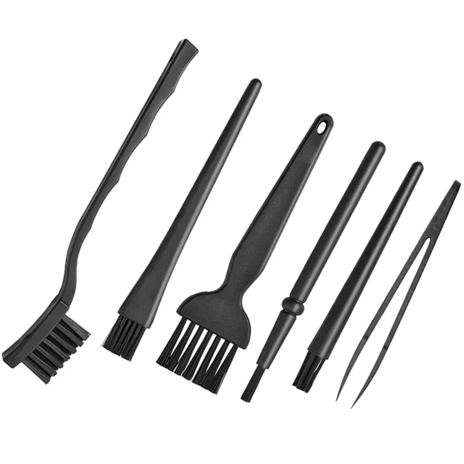 6 in 1 Black Plastic Anti-static Brush Computer Main Board Keyboard Dust Dirt Removing Tools Cleaning Brushes