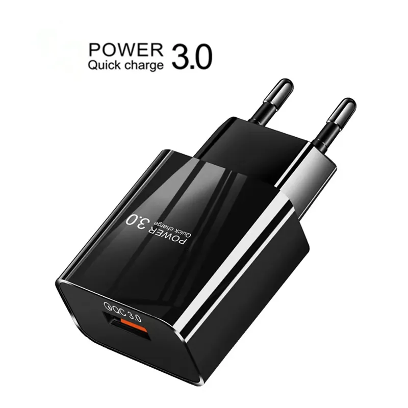 Adattatore per caricabatterie rapido per caricabatterie adattivo QC 3.0 da 18 W 3A per Samsung Xiaomi IPhone US EEU UK Plug