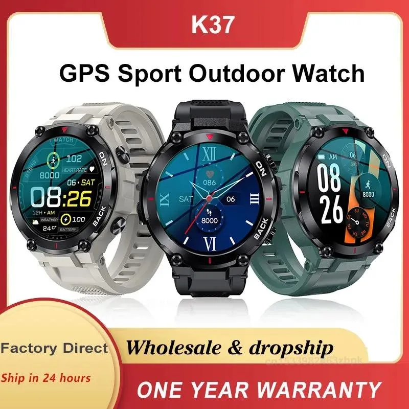 Uhren K37 GPS Smart Watch Männer 1,32 IPS 480 mAh Fitness Tracker 24/7 Herzfrequenz IP68 Wasserdicht Blood ox Outdoor Sport Smartwatch pk K27