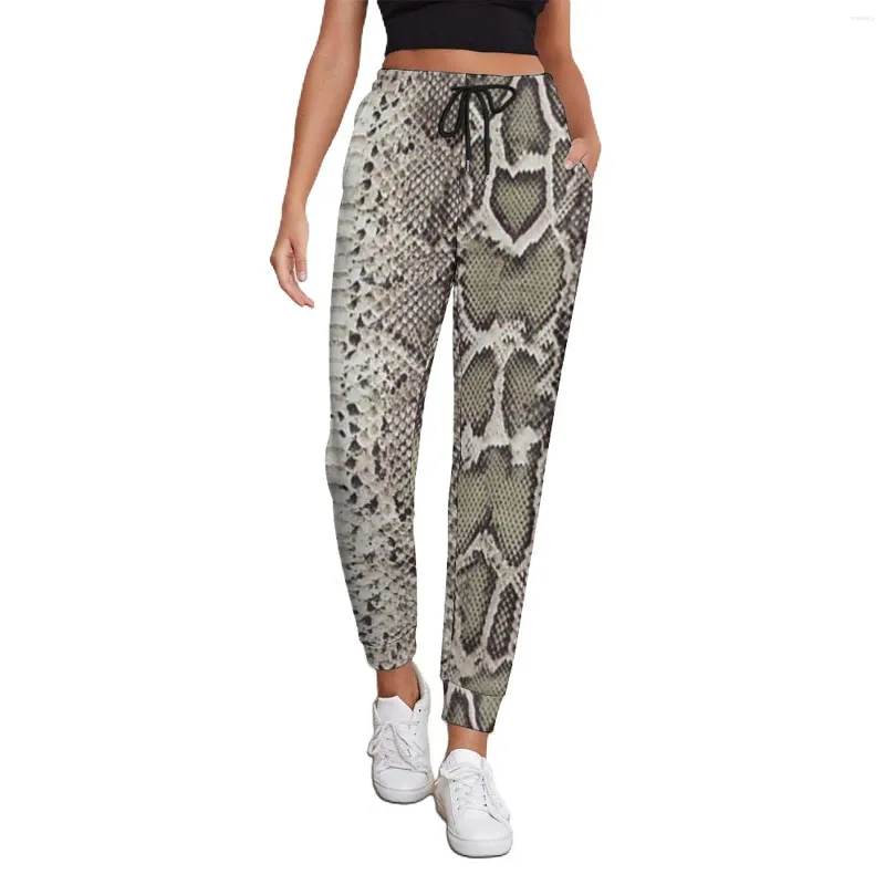 Damesbroek Slangenprint Herfst Dierenhuid Kawaii Joggingbroek Dames Hippie Aangepaste broek groot formaat