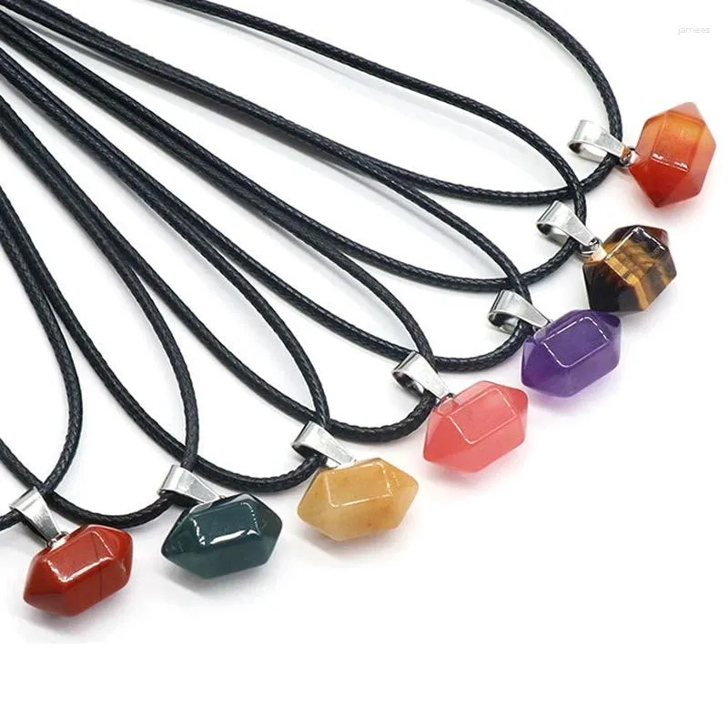 Pendant Necklaces Healing Hexagonal Stone Necklace For Women Small Pointed Amethysts Opal Jades Natural Crystal Jewelry