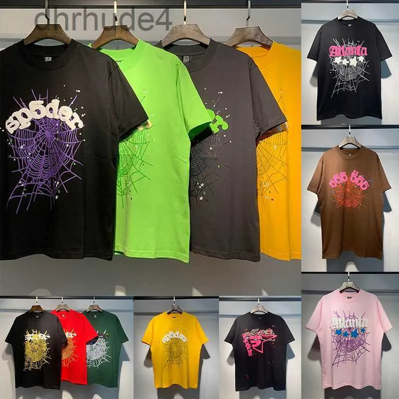 tshirts sp5der رجال نساء عالي الجودة t القمصان رسالة الموضة إطار طباعة أسود وردي الرجال العنكبوت تي شيرت القطن tees 03kr