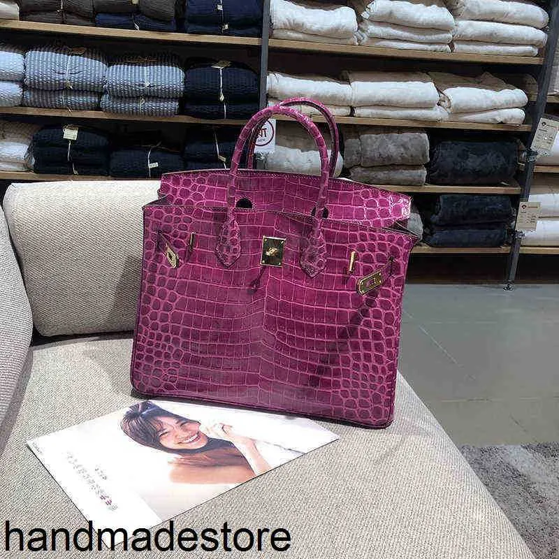 Platinum Bag Handbag Designer French High-End Custom Celebrites Luxury Goods Crocodile Mönster Läder Stora CM Cowhide Women
