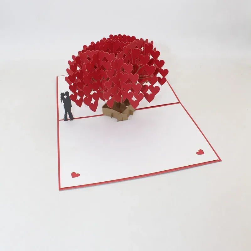 3D Laser Cut Handmade Love Heart Tree Paper Invitation Greeting Cards PostCard For Valentine&#039;s Day Wedding Party