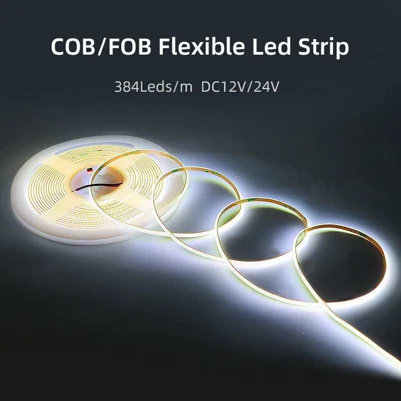 Bandes LED COB Ultra fines, 3mm 5mm, 12V 24V, ruban lumineux découpable, Flexible, IP20, pour l'intérieur de la maison et de la cuisine