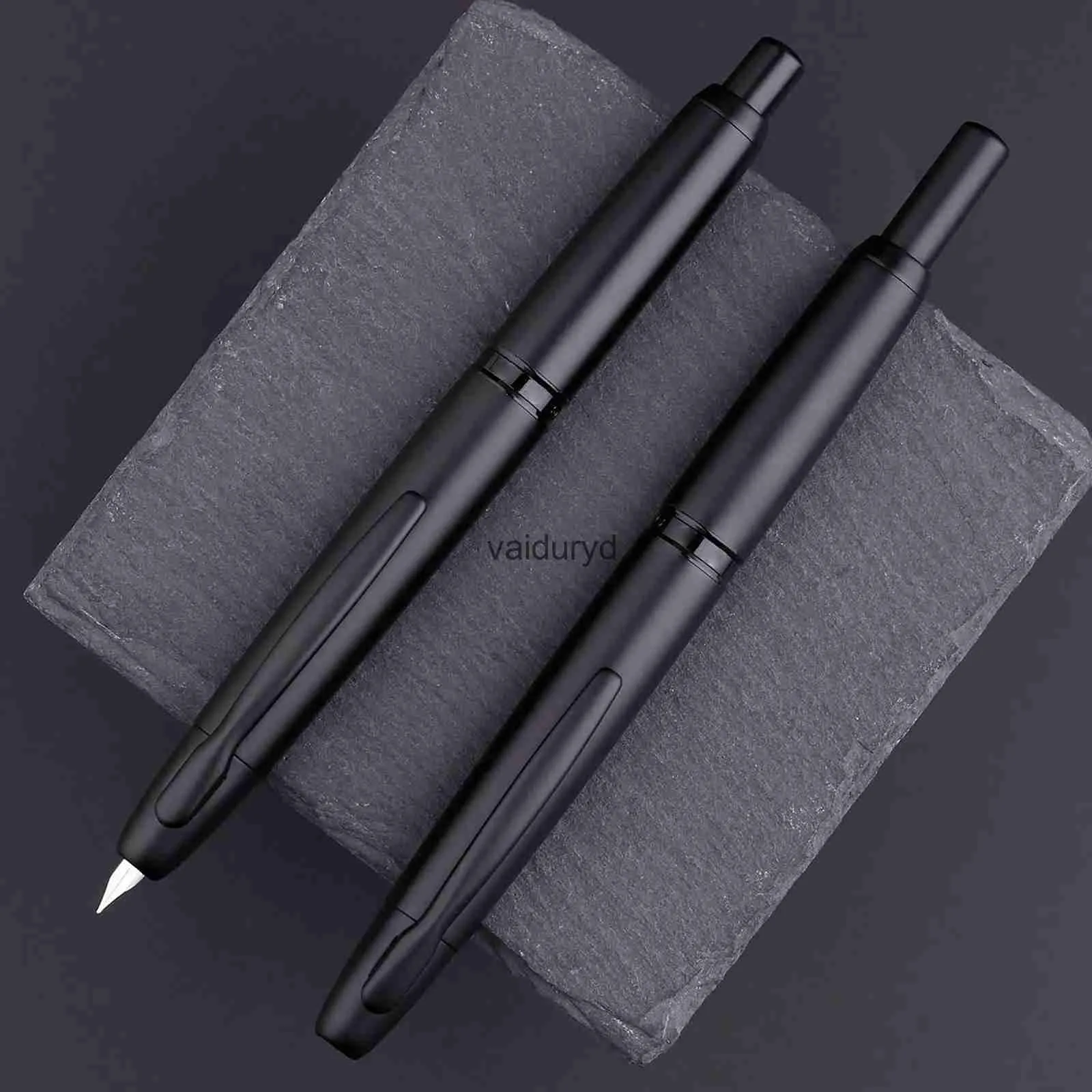 Fountain Pens Gift Majohn A1 Press Pen Retractable EF Nib 0.4mm Metal Matte Black Writing Ink مع محول للطلاب GiftsVaiduryd