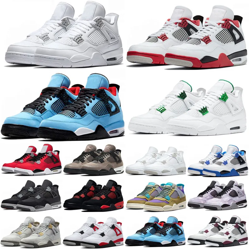 Jumpman 4 Basketball Shoes Black 4s Men Women Moments White Thunder Red Blue Midnight Navy Peach Pink Cool Gray Sports Shoes Sneakers Trainers