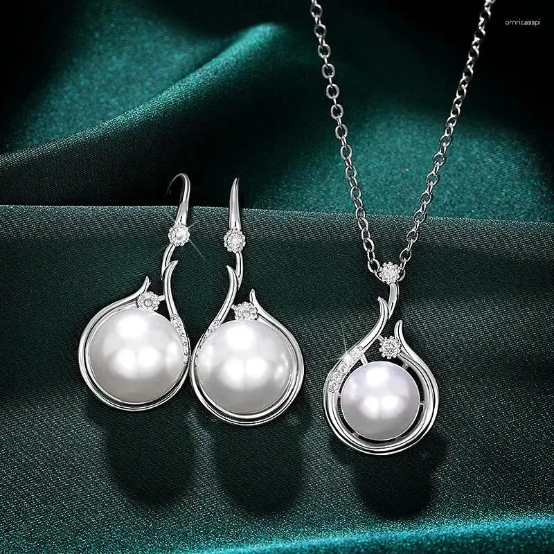 Boucles d'oreilles à tige haut de gamme, tempérament à la mode, Imitation de perles, ensemble de 2 bijoux cadeaux de luxe pour dames et mondains