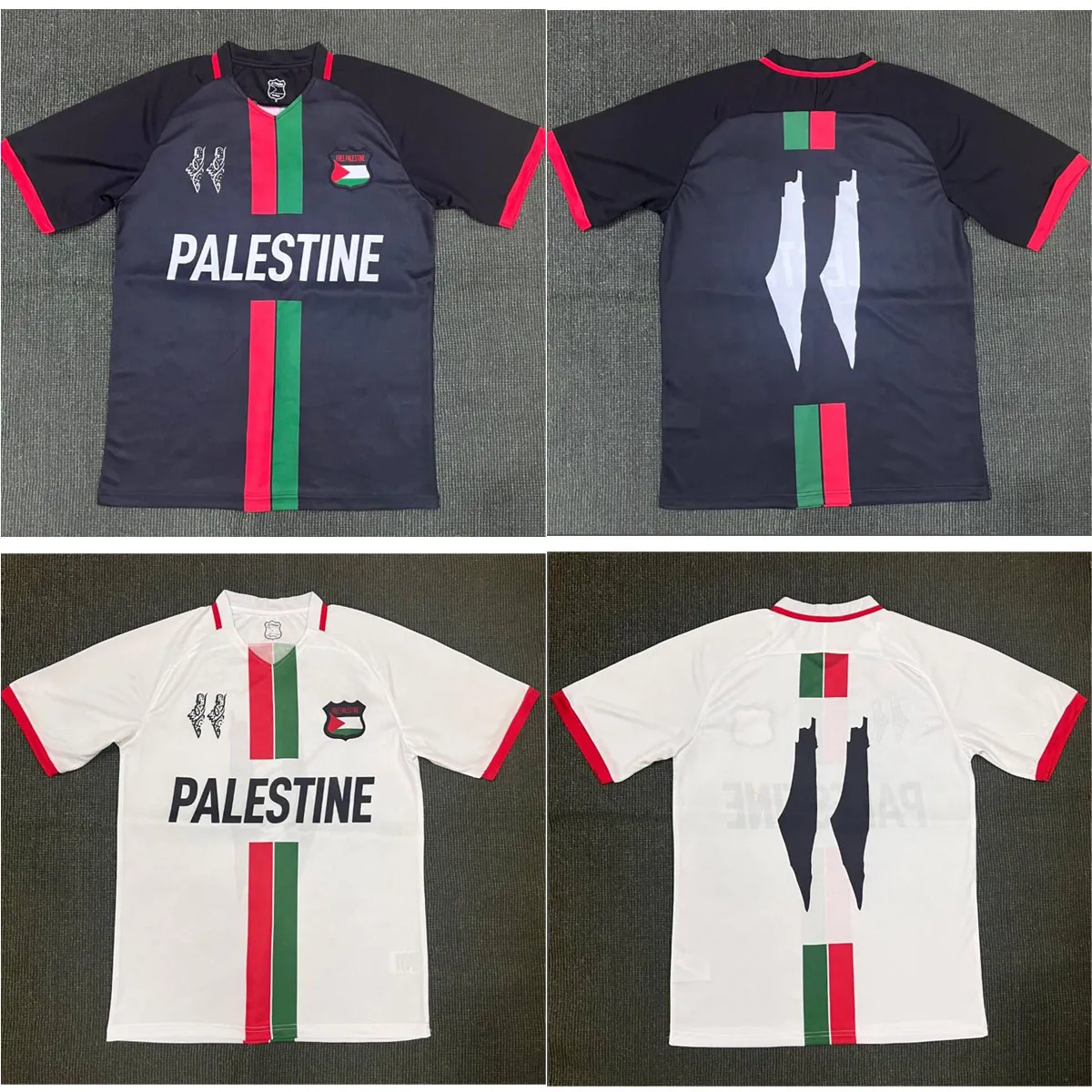 2023 2024 Maillots de football de Palestine à domicile noir blanc Thaïlande kit de maillots de football de qualité