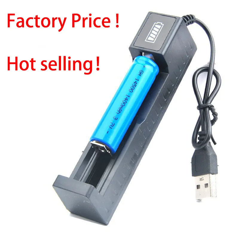 Caricabatterie batteria al litio USB a slot singolo Caricatore da 3,7 V adatto per batterie 18650 14500 16340 18350 18500
