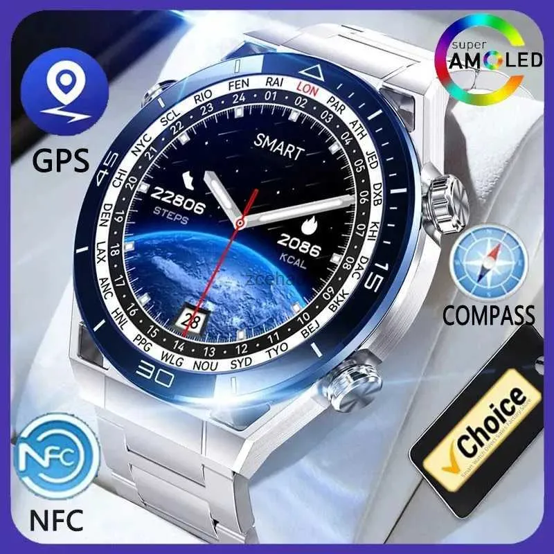 スマートウォッチ2023新しいビジネス究極のスマートウォッチHuawei Men Bluetooth Call Compass NFC 100+ Sprots SmartWatch Waterproof Watches iOS