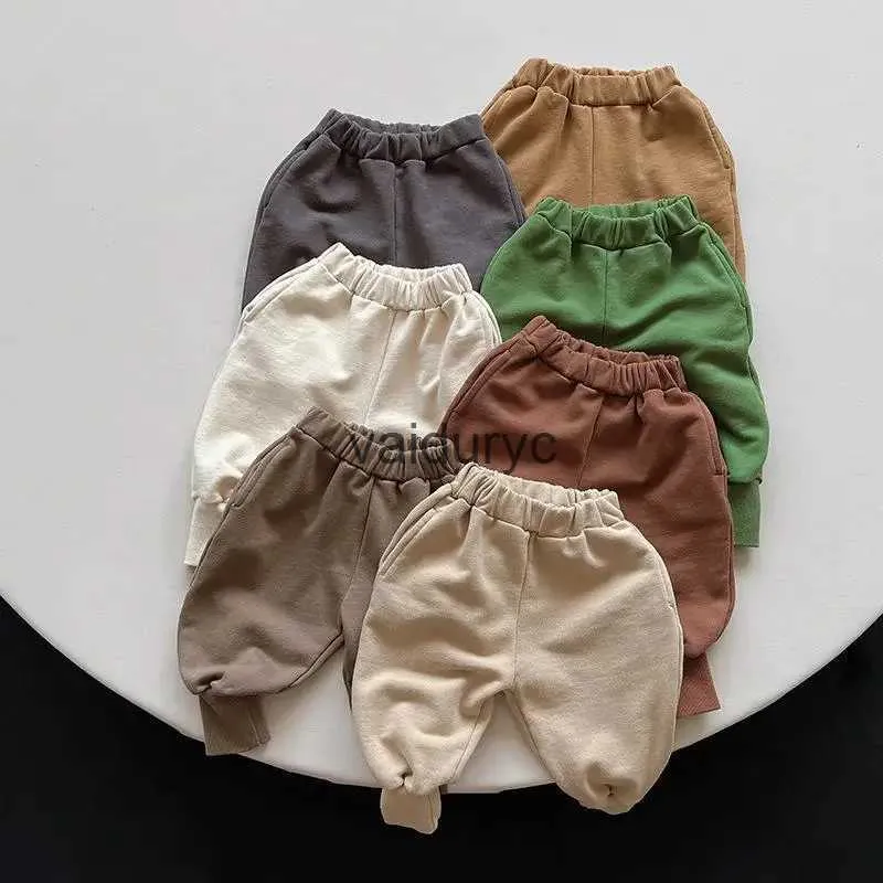 Calças outono novo ldren harém de harém sólido bebê calça solta calça moda meninos meninas calças casuais crianças todas combinam com calças de criança roupas h240508